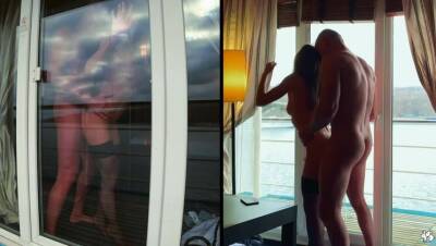 Couple Film Themselves Fucking From Inside Balcony Door, Girlfriend Laps Up Cum From Window - veryfreeporn.com