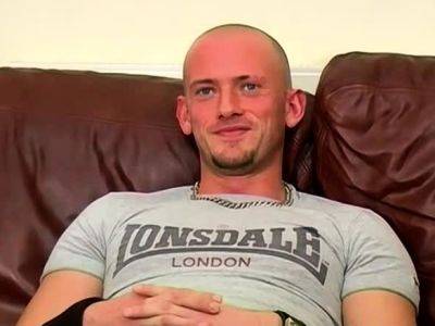 Bald UK amateur jerks off and cums after an interview - drtuber.com - Britain