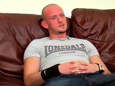 Bald UK amateur jerks off and cums after an interview - drtuber.com - Britain