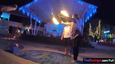 Amateur couple watches a fire show and has hot sex once back in the hotel - txxx.com - Thailand