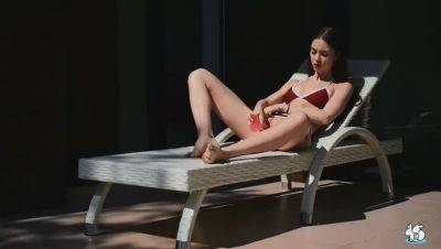 Amateur Brunette in Bikini Gets Intimate with a Dildo on Patio - Solazola - xxxfiles.com