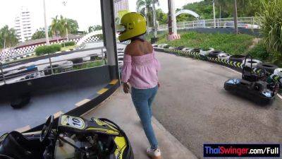 Cute Thai amateur teen girlfriend go karting and recorded on video after - sunporno.com - Thailand