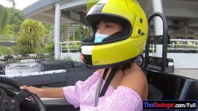 Cute Thai amateur teen girlfriend go karting and recorded on video after - sunporno.com - Thailand