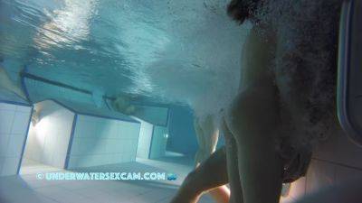 Teen couple masturbates with the jet stream and she gets fingered in the sauna pool - hclips.com